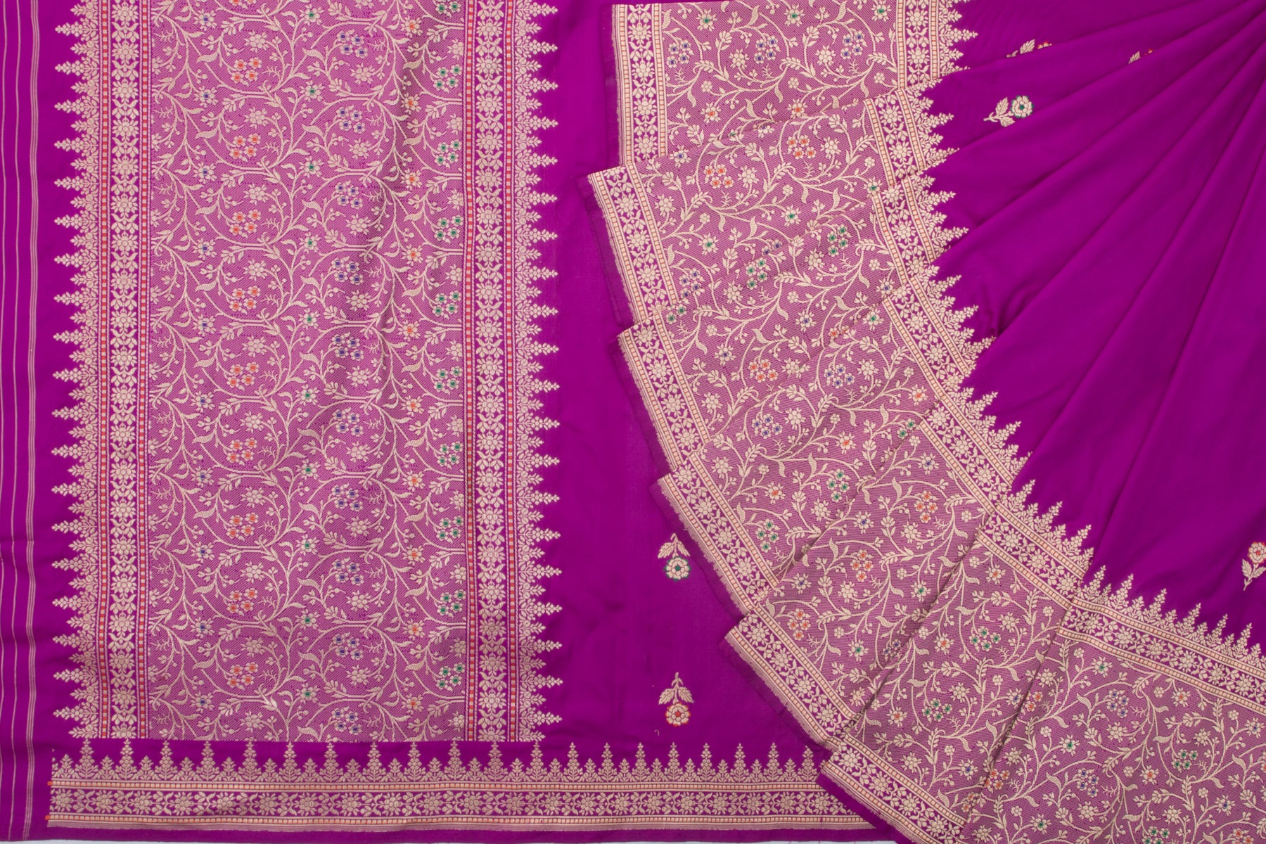 Banarasi Silk Kadwa Butta Purple Saree