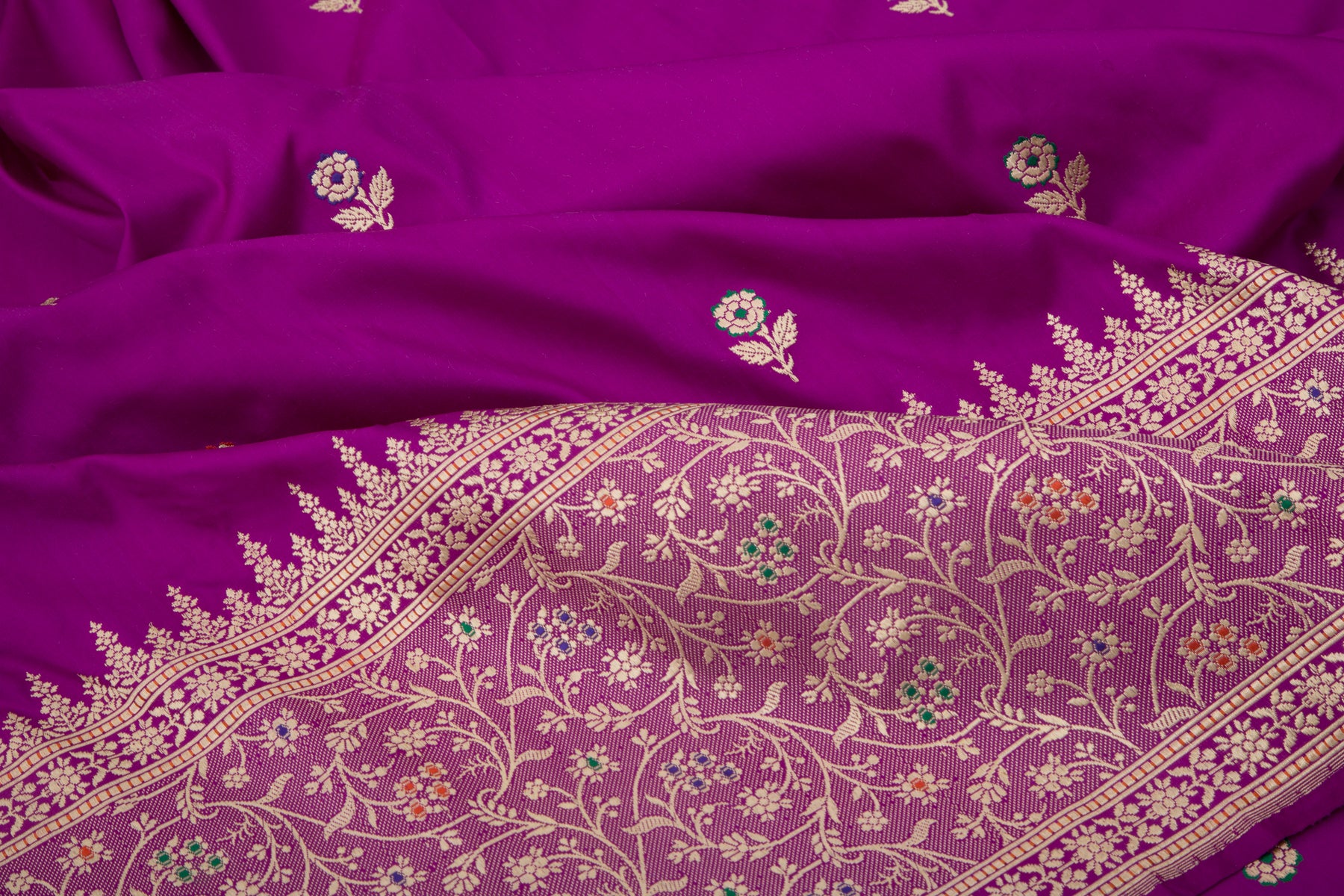 Banarasi Silk Kadwa Butta Purple Saree
