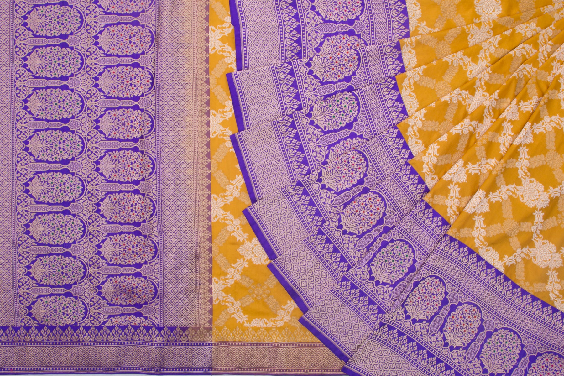 Banarasi Silk Brocade Yellow Saree