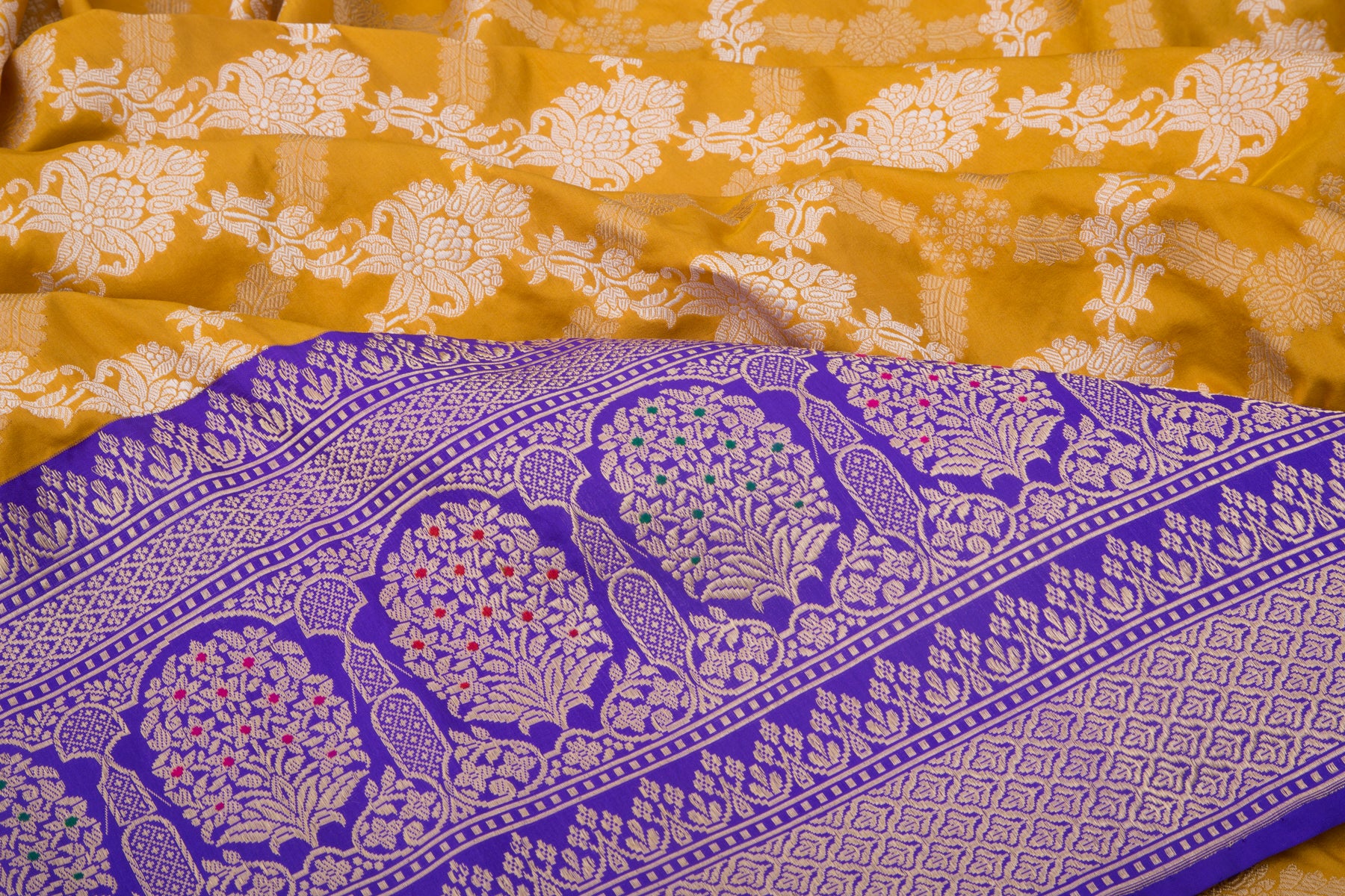 Banarasi Silk Brocade Yellow Saree