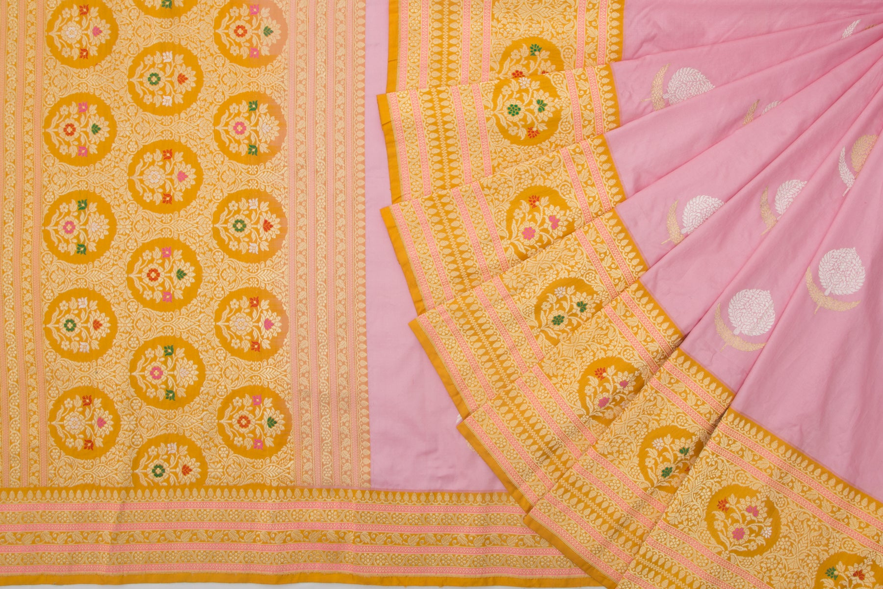 Banarasi Silk Kadwa Butta Pink Saree