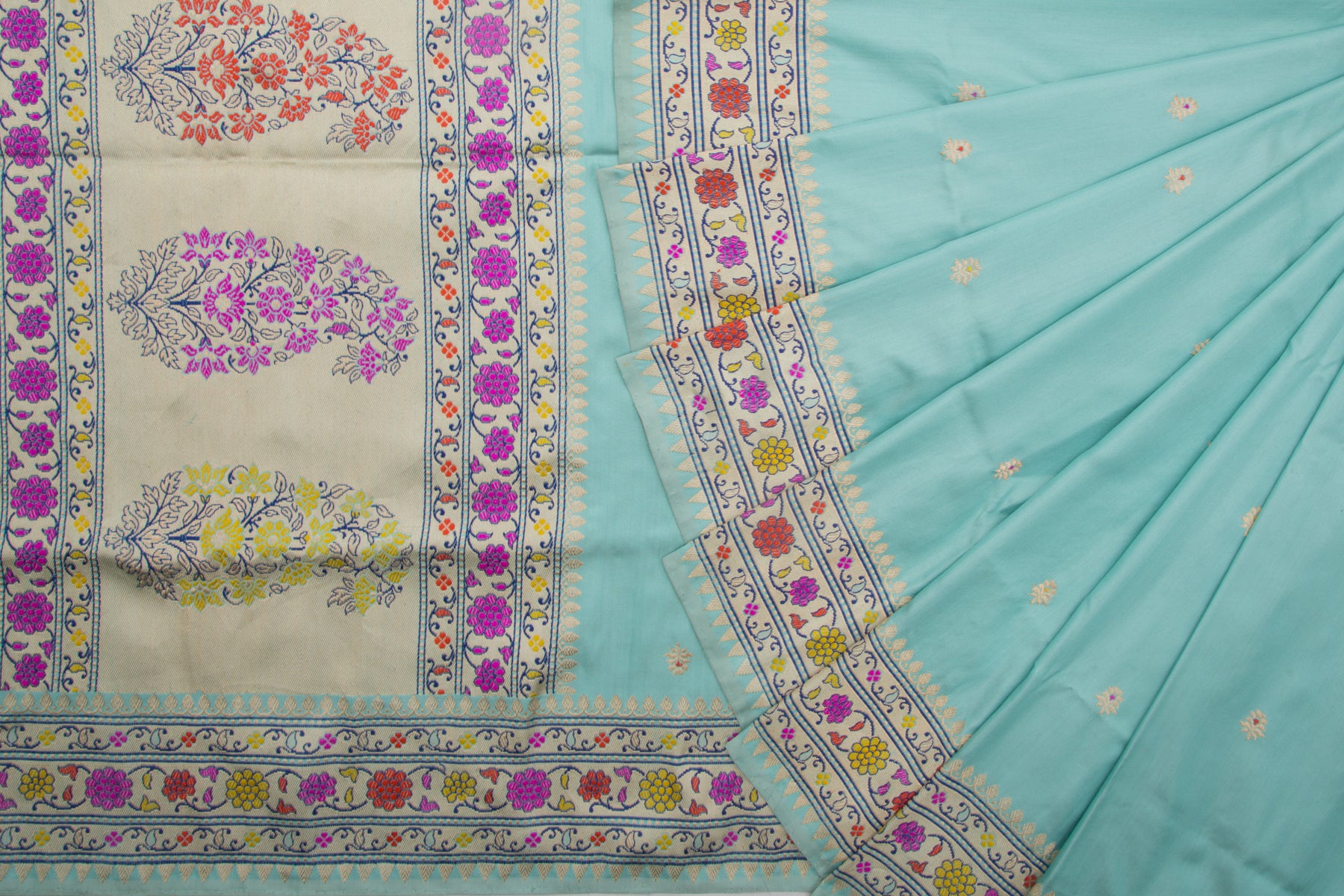 Banarasi Silk Butta Blue Saree