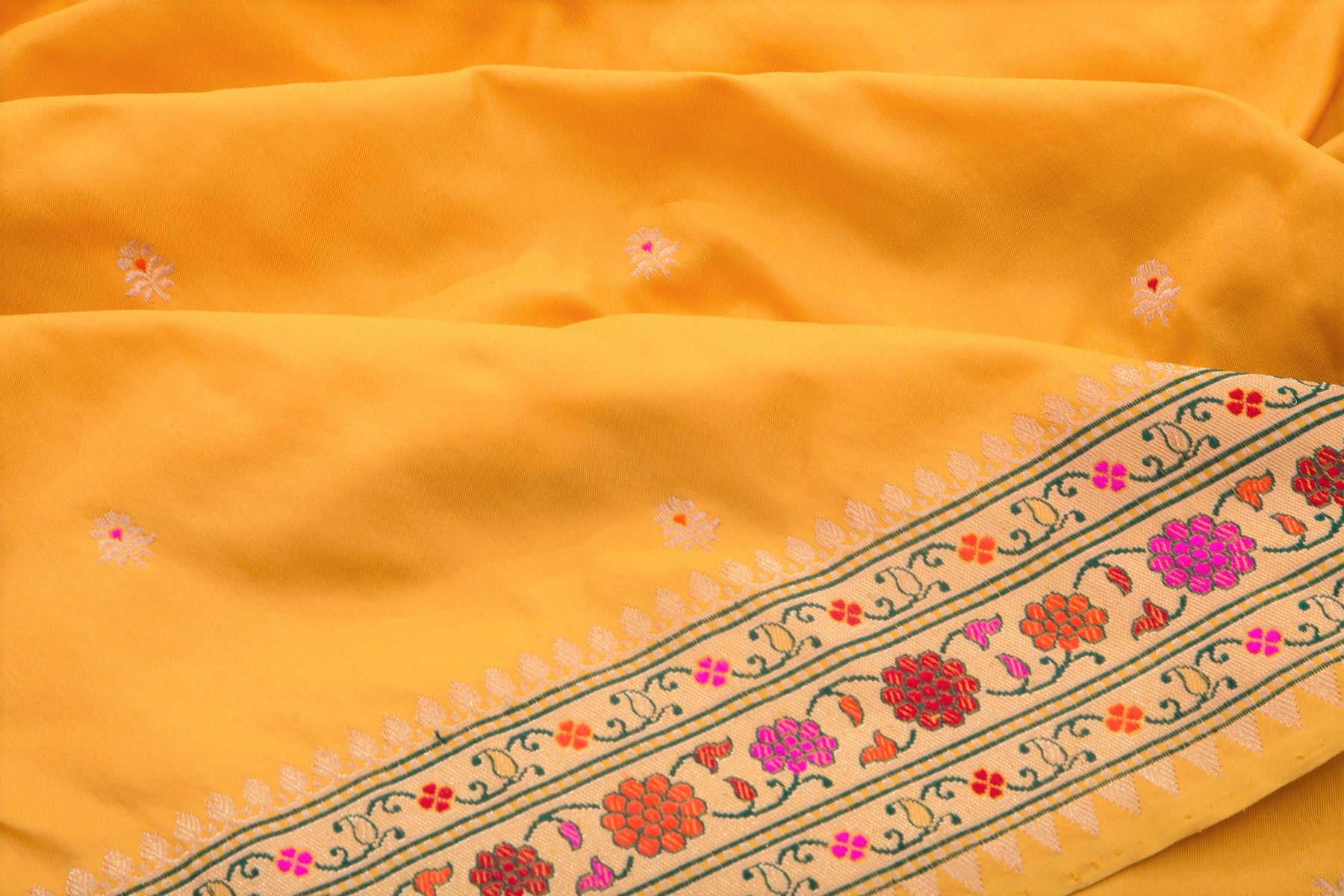 Banarasi Silk Kadwa Butta Yellow Saree