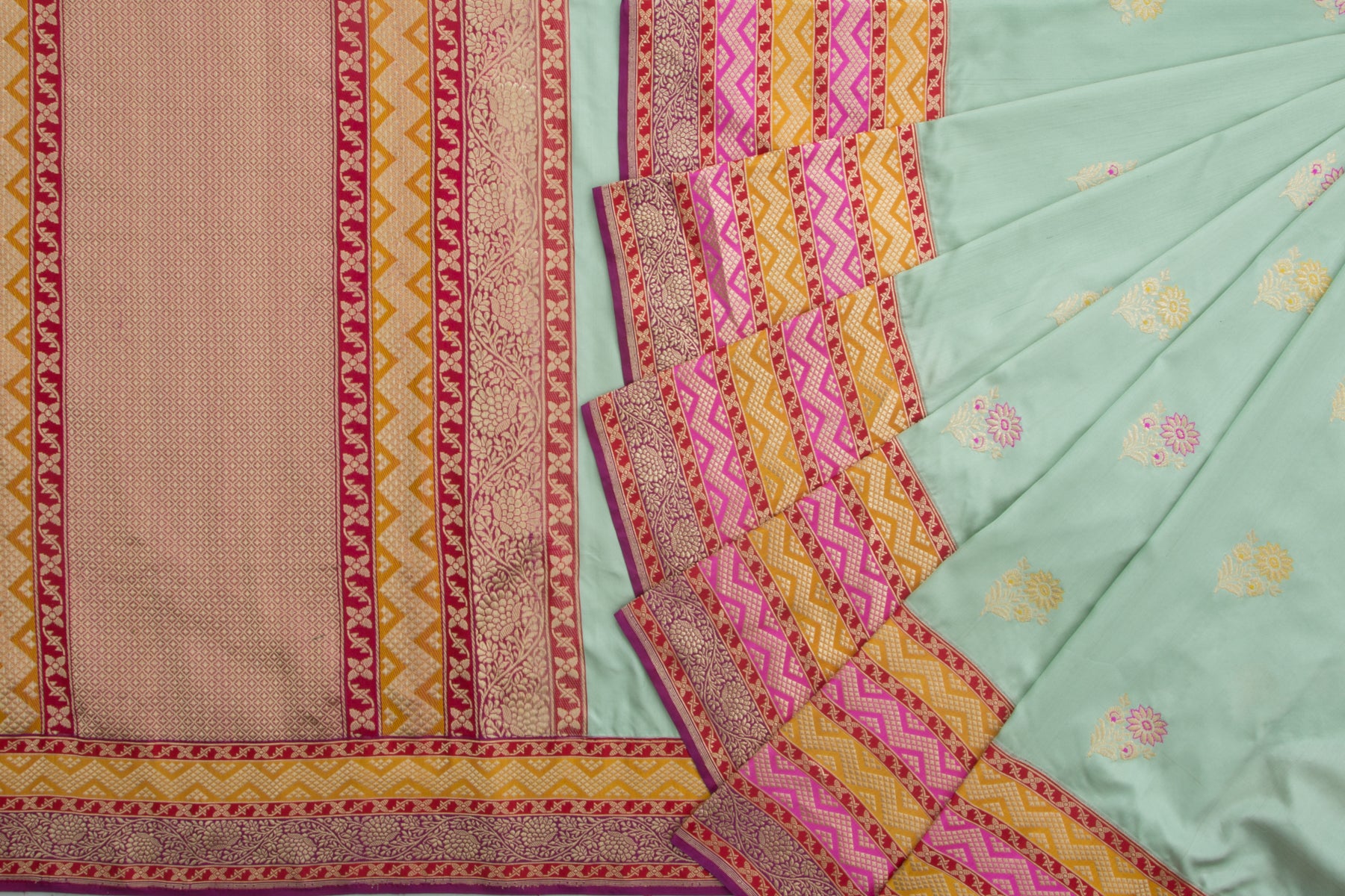 Banarasi Silk Kadwa Butta Pastel Blue Saree