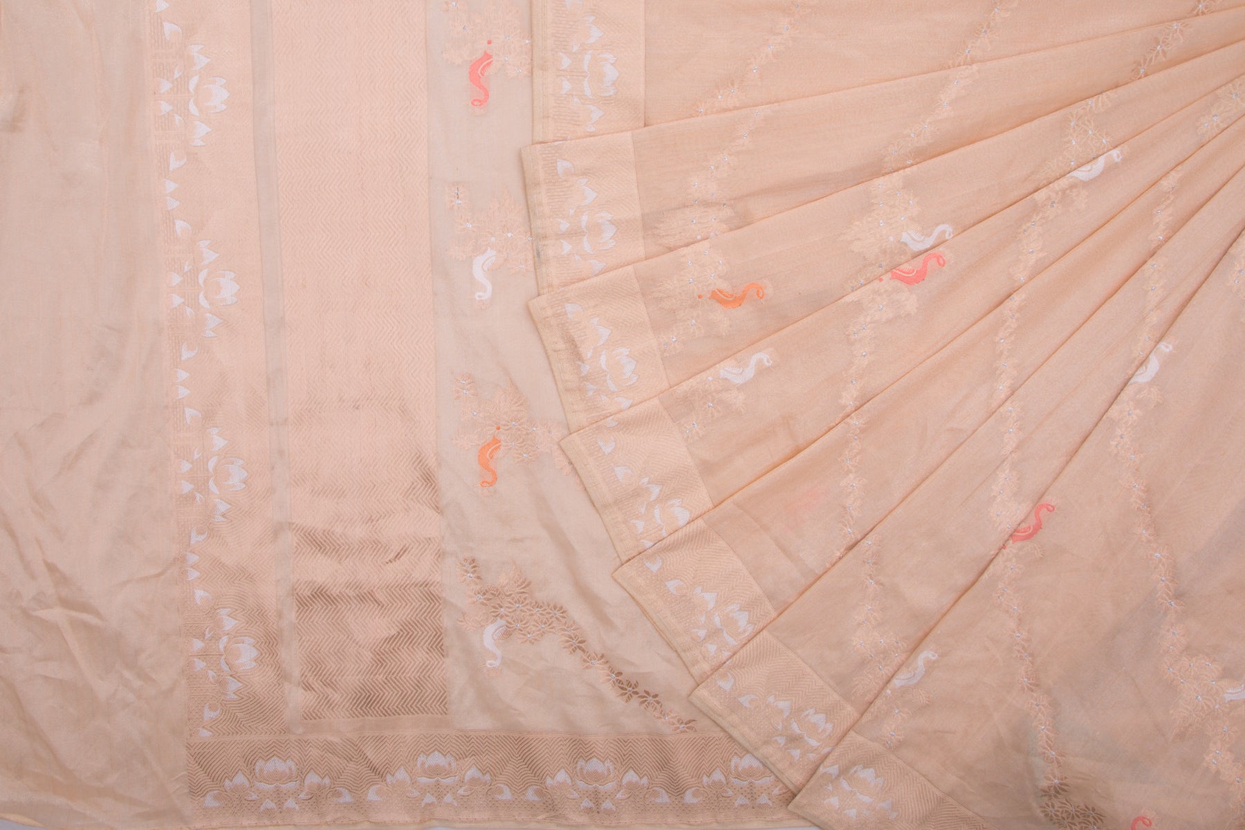 Banarasi Silk Tissue Brocade Cream Saree