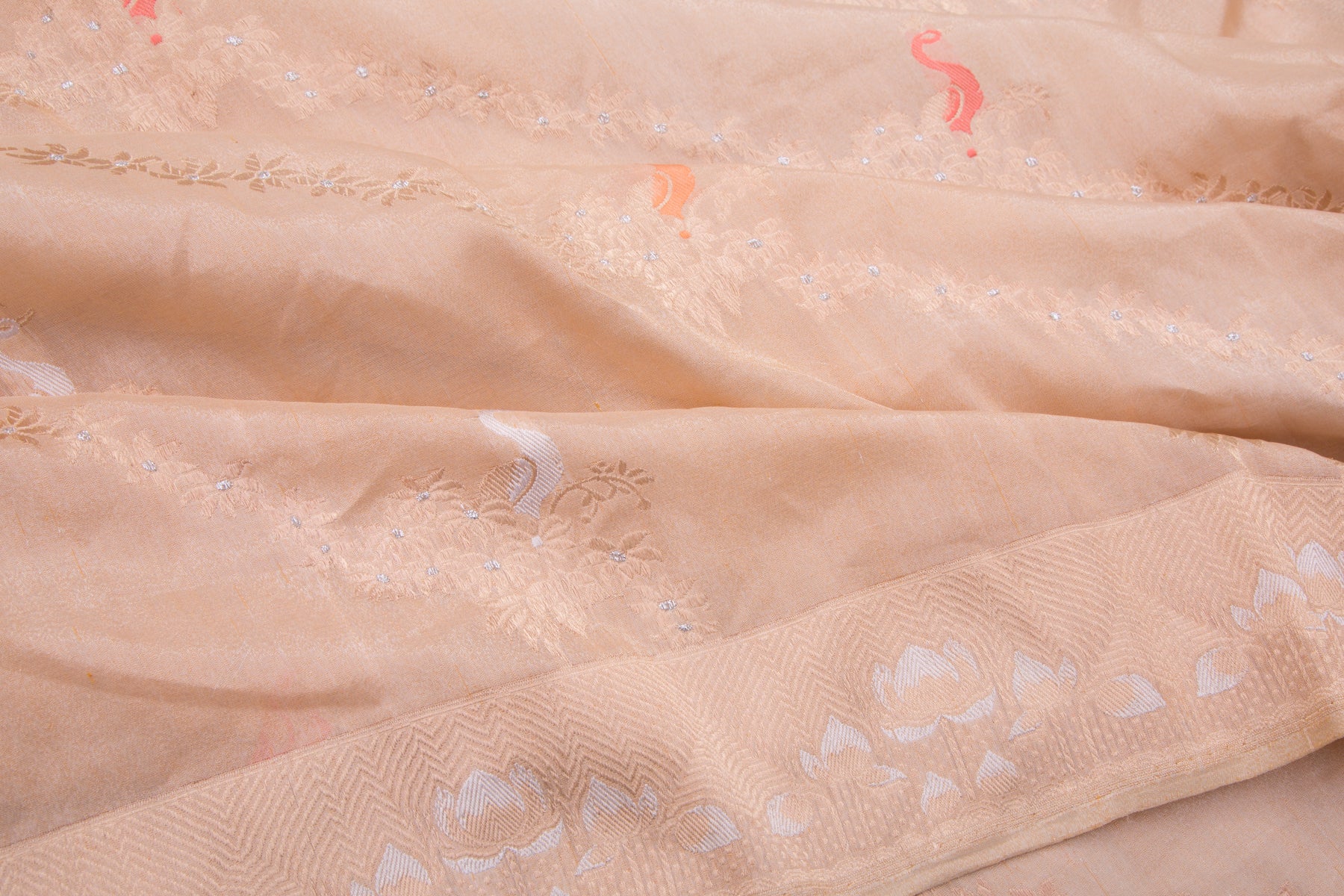 Banarasi Silk Tissue Brocade Cream Saree