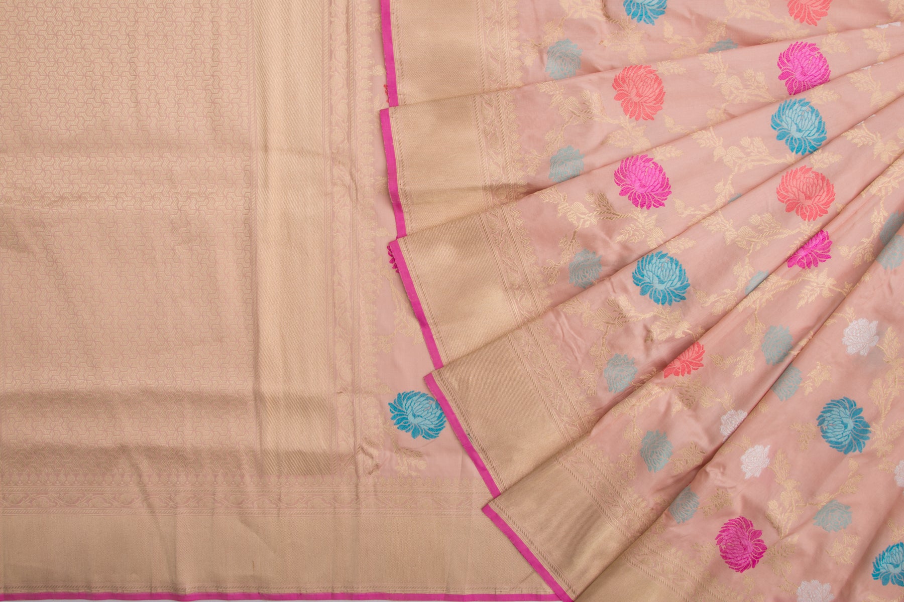 Banarasi Silk Kadwa Jaal Peach Saree