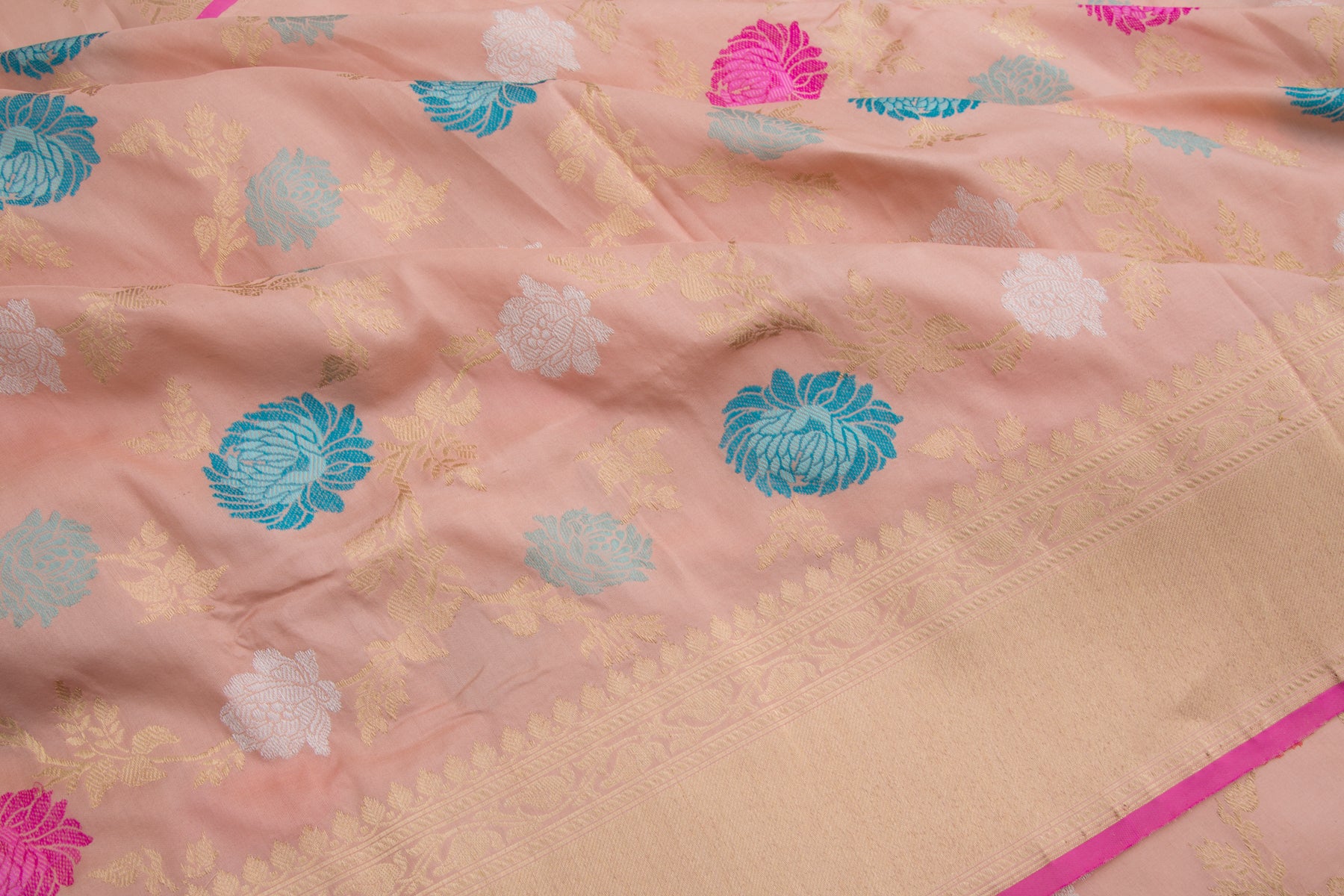 Banarasi Silk Kadwa Jaal Peach Saree