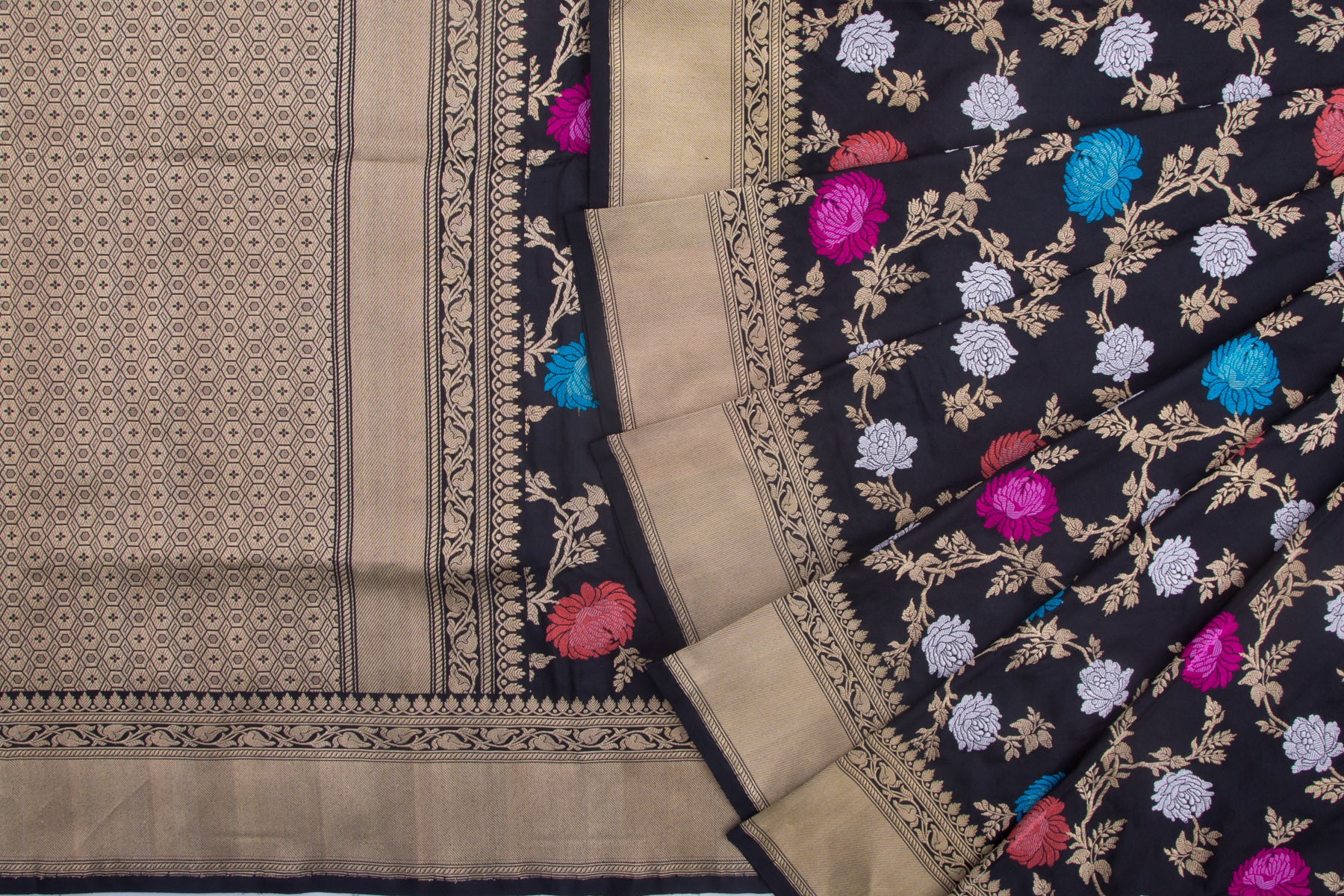 Banarasi Silk Kadwa Jaal Black Saree