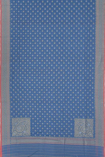 Banarasi Cotton Jamdani Butta Blue Saree