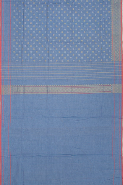 Banarasi Cotton Jamdani Butta Blue Saree