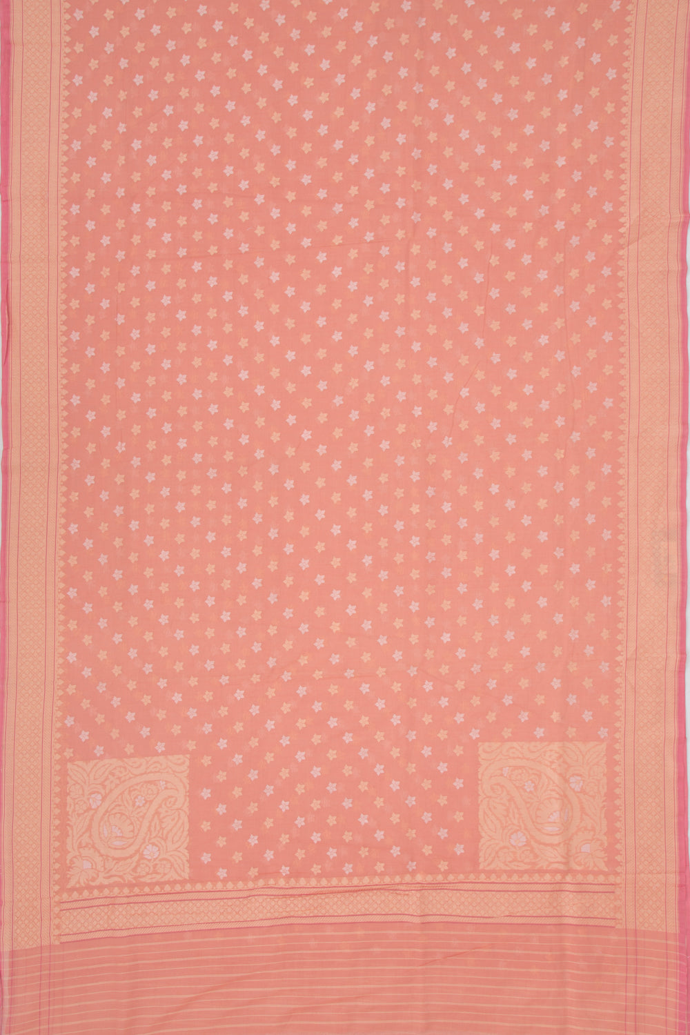 Banarasi Cotton Jamdani Butta Peach Saree