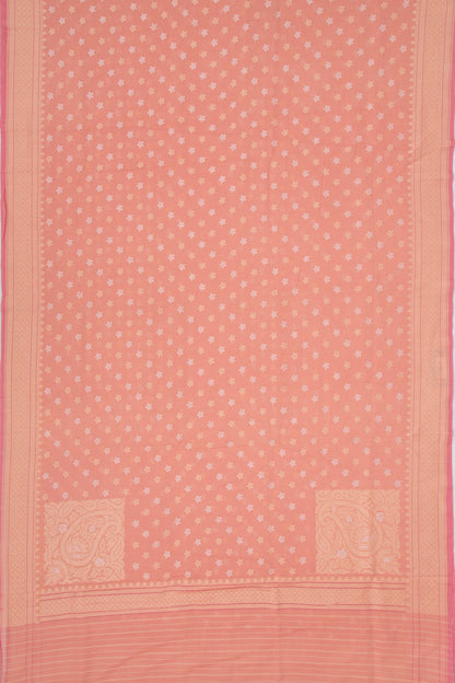 Banarasi Cotton Jamdani Butta Peach Saree