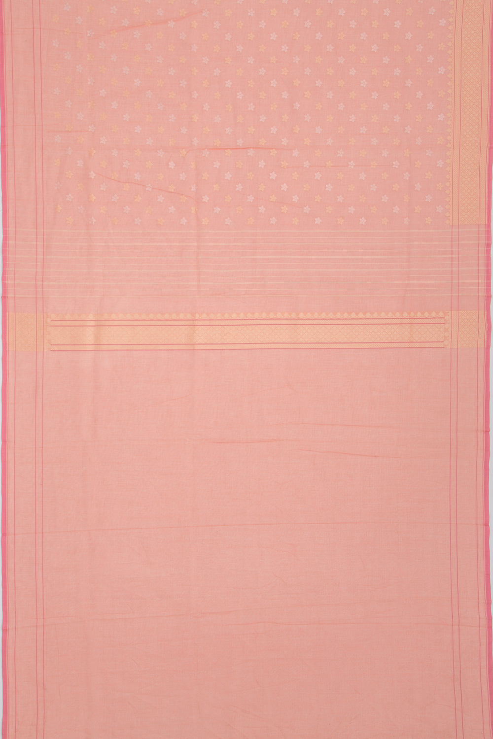 Banarasi Cotton Jamdani Butta Peach Saree