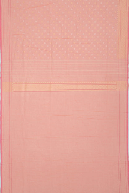 Banarasi Cotton Jamdani Butta Peach Saree