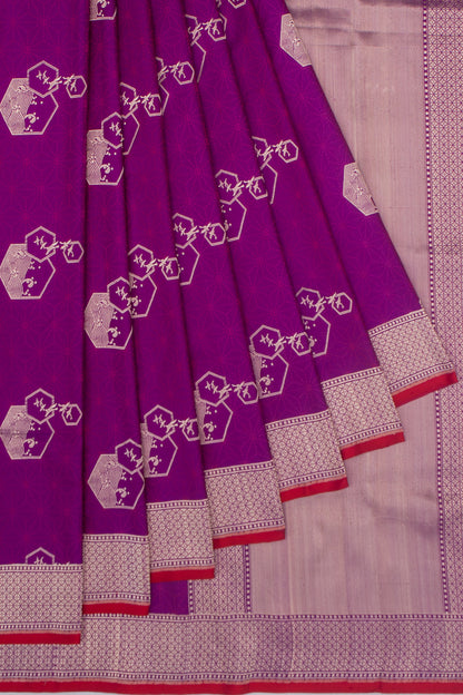 Banarasi Silk Jacquard And Butta Purple Saree