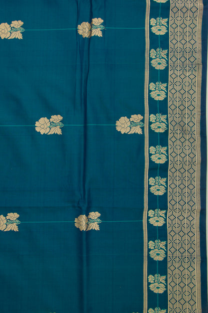 Banarasi Silk Half And Half Teal Blue Saree