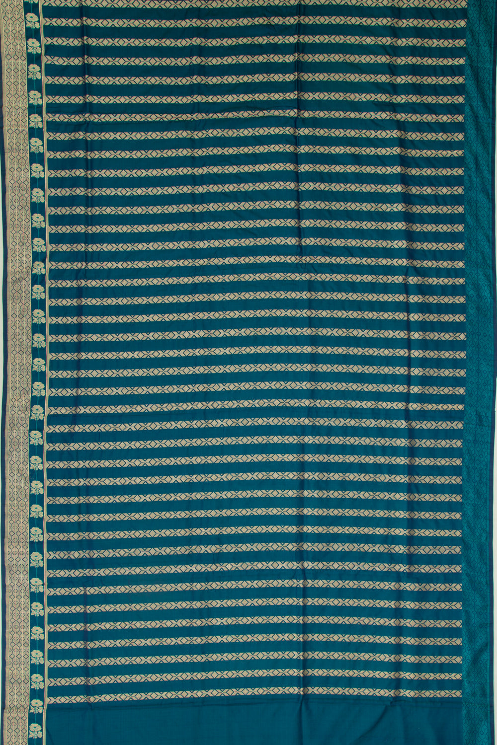 Banarasi Silk Half And Half Teal Blue Saree