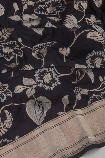 Banarasi Silk Jaal Black Saree