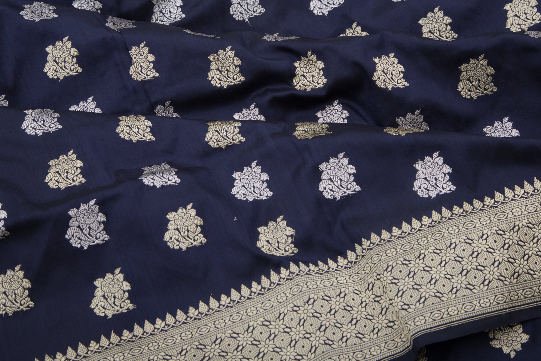 Banarasi Silk Kadwa Butta Dark Blue Saree