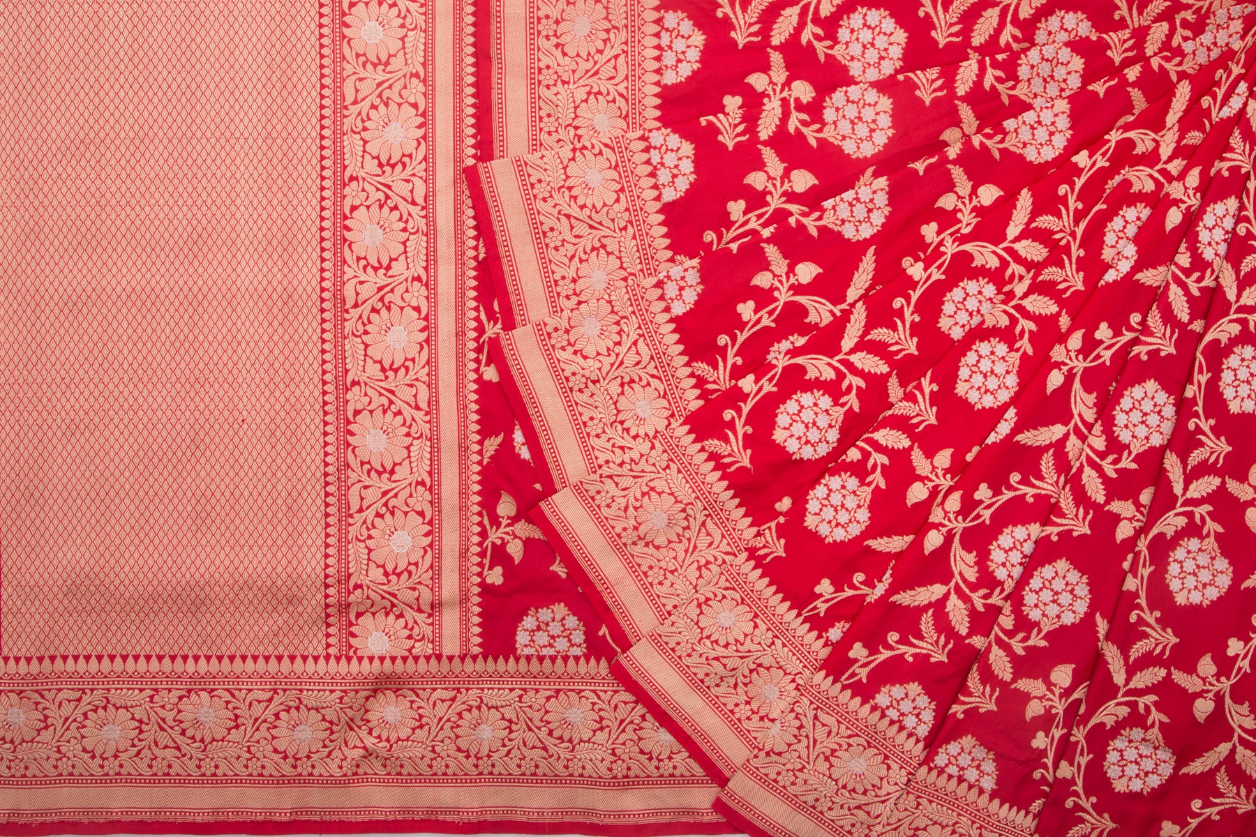 Banarasi Silk Jaal Red Saree