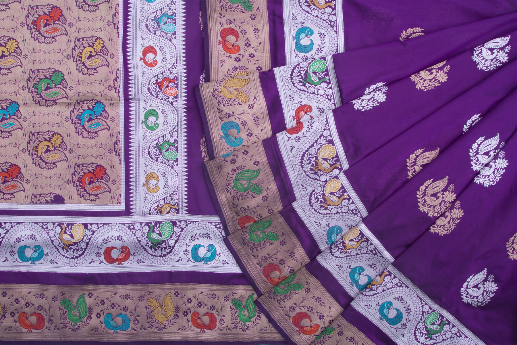 Banarasi Silk Butta Purple Saree