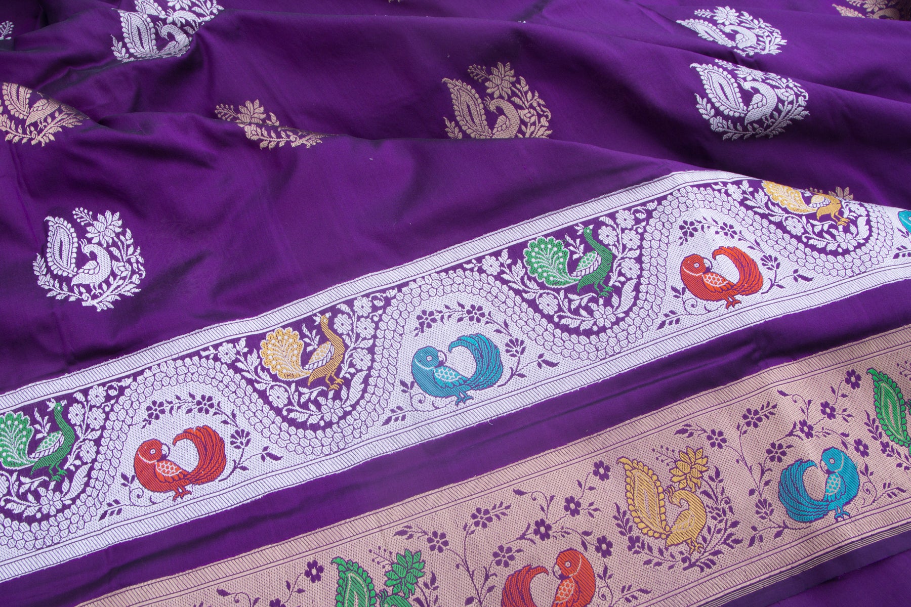 Banarasi Silk Butta Purple Saree