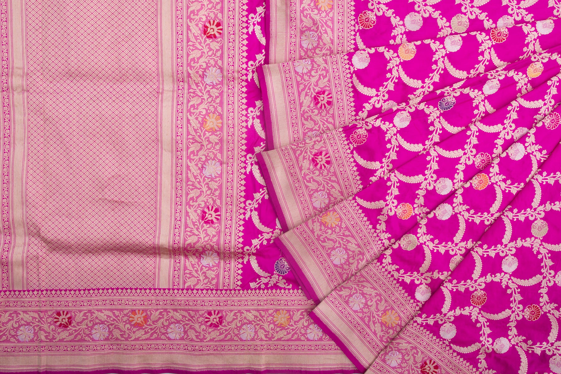Banarasi Silk Kadwa Jaal Pink Saree
