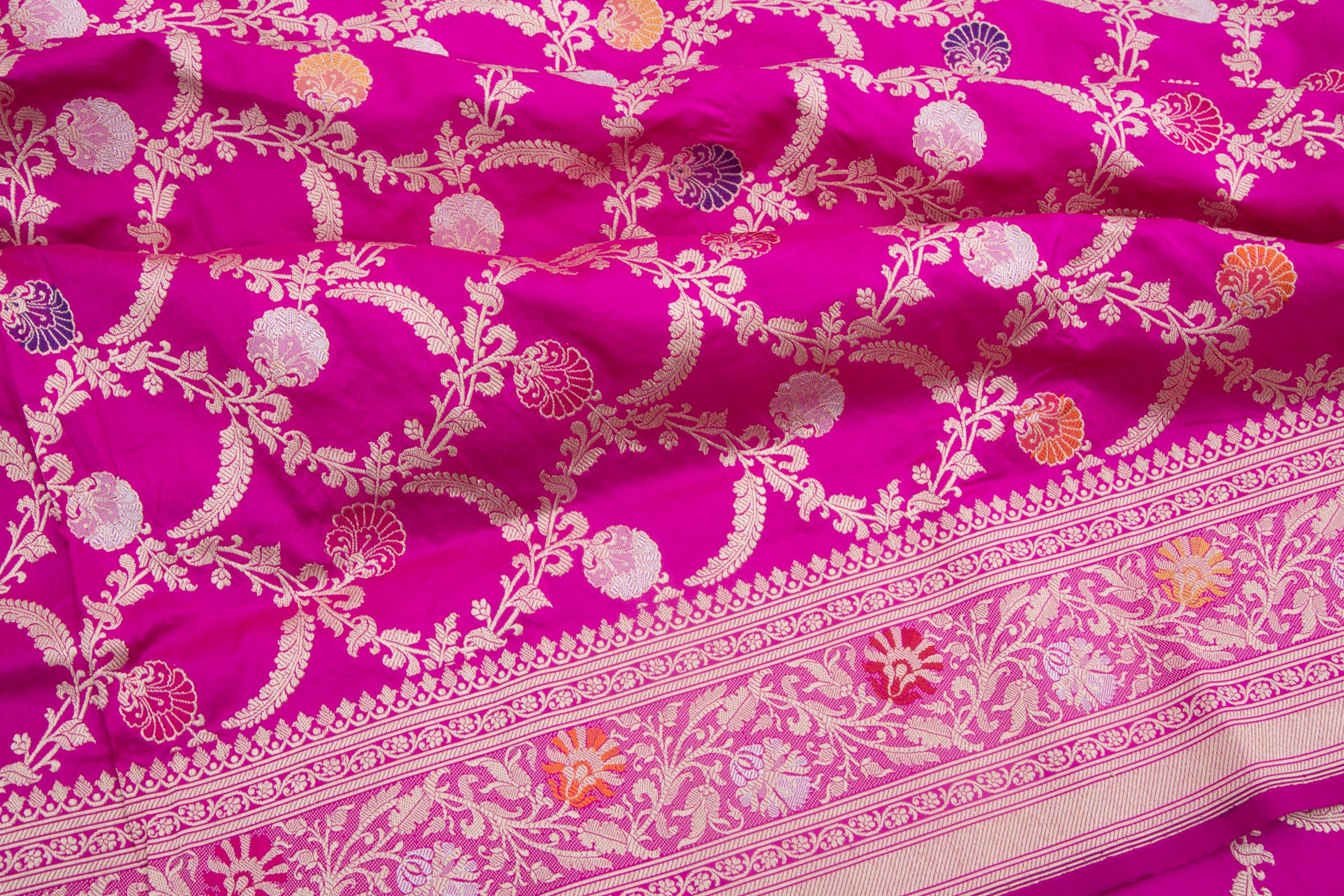 Banarasi Silk Kadwa Jaal Pink Saree