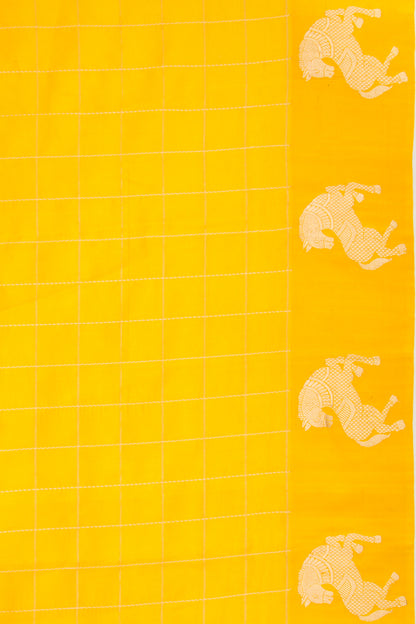Banarasi Katan Silk Checks Yellow Saree