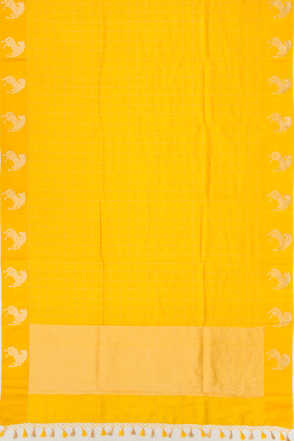 Banarasi Katan Silk Checks Yellow Saree