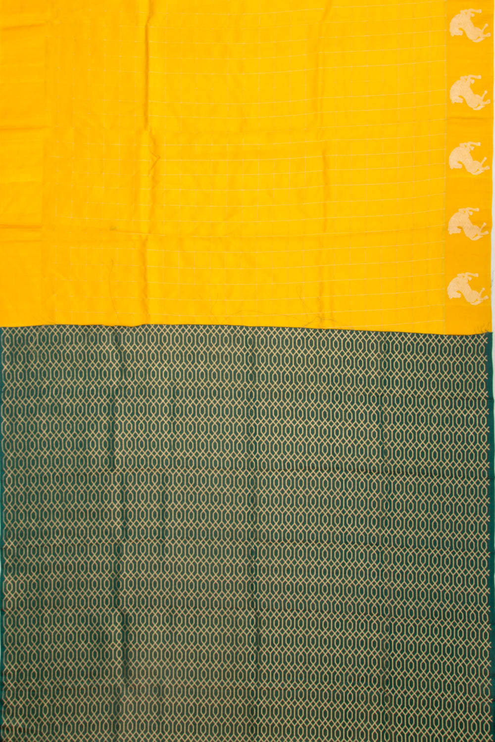 Banarasi Katan Silk Checks Yellow Saree