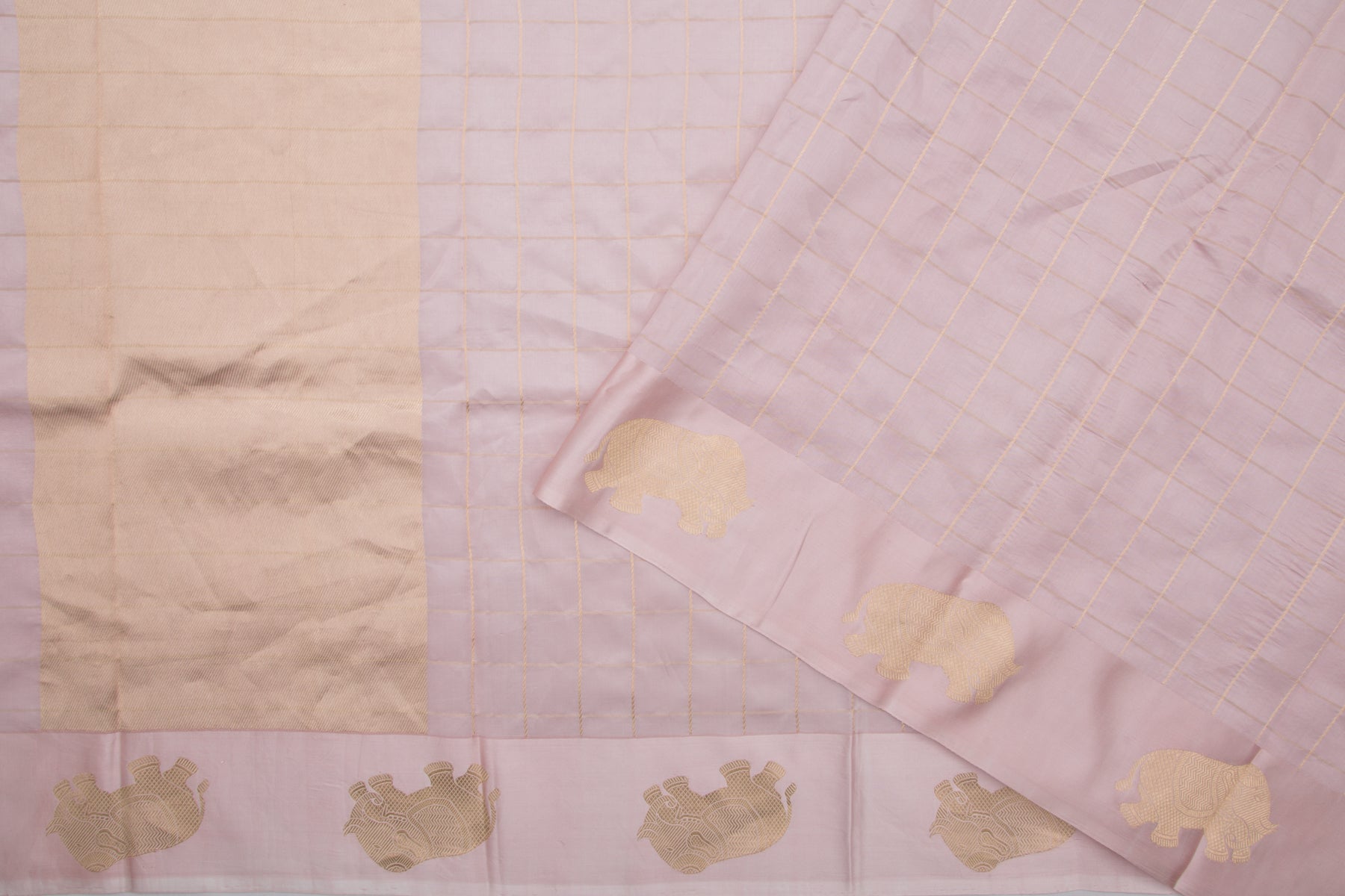 Banarasi Katan Silk Checks Lilac Saree