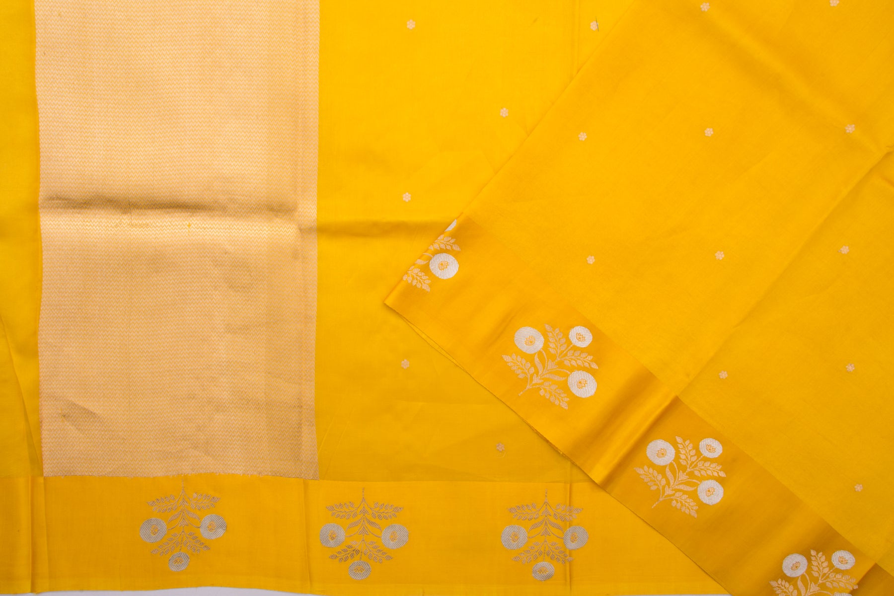 Banarasi Katan Silk Butta Yellow Saree