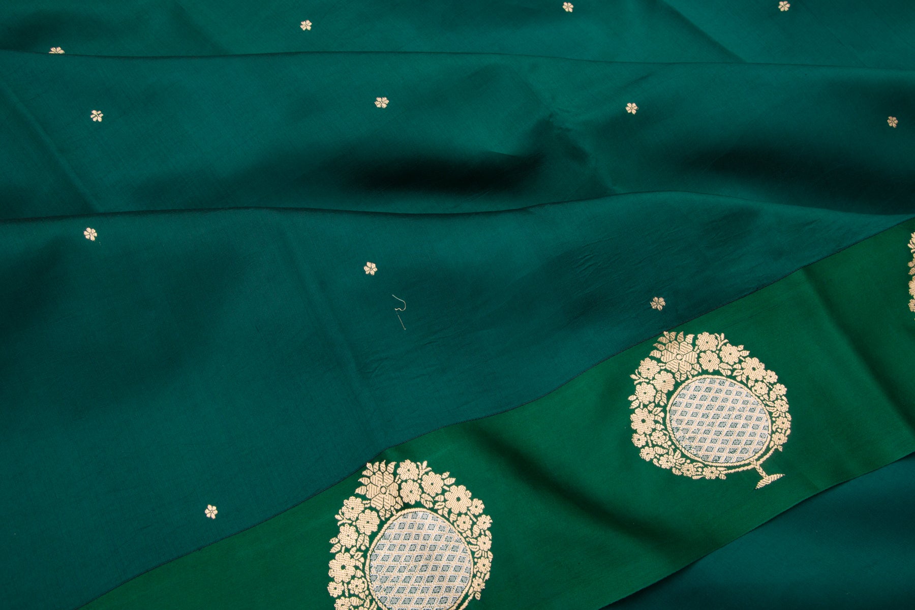 Banarasi Katan Silk Butta Dark Green Saree
