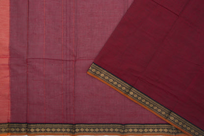 Kanchi Cotton Plain Maroon Saree
