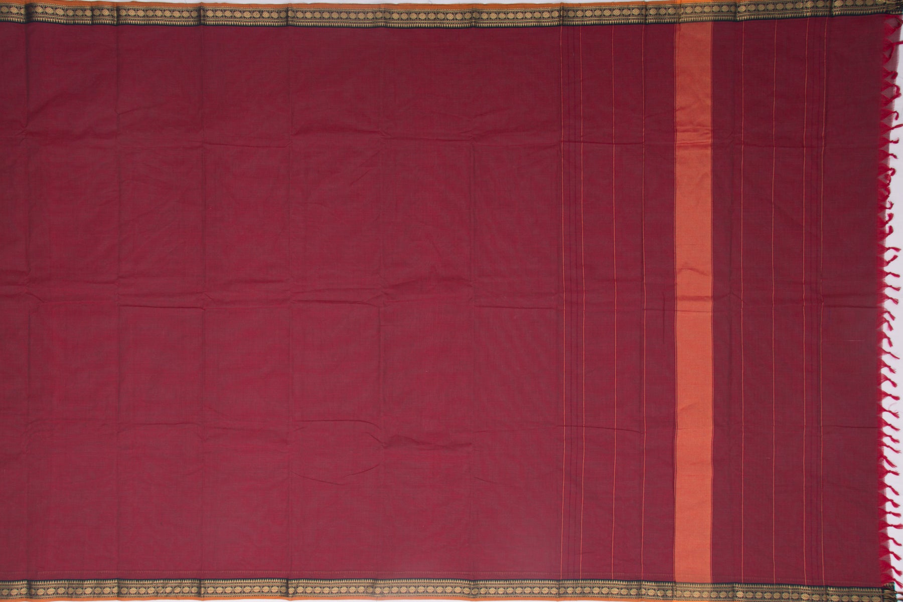 Kanchi Cotton Plain Maroon Saree
