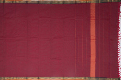 Kanchi Cotton Plain Maroon Saree