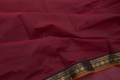 Kanchi Cotton Plain Maroon Saree