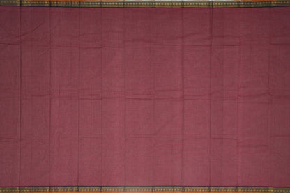 Kanchi Cotton Plain Maroon Saree