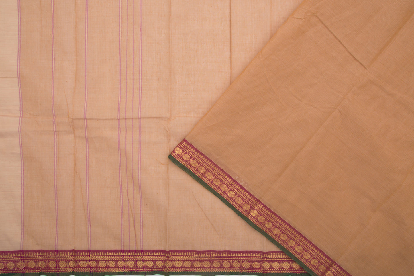 Kanchi Cotton Plain Biege Saree