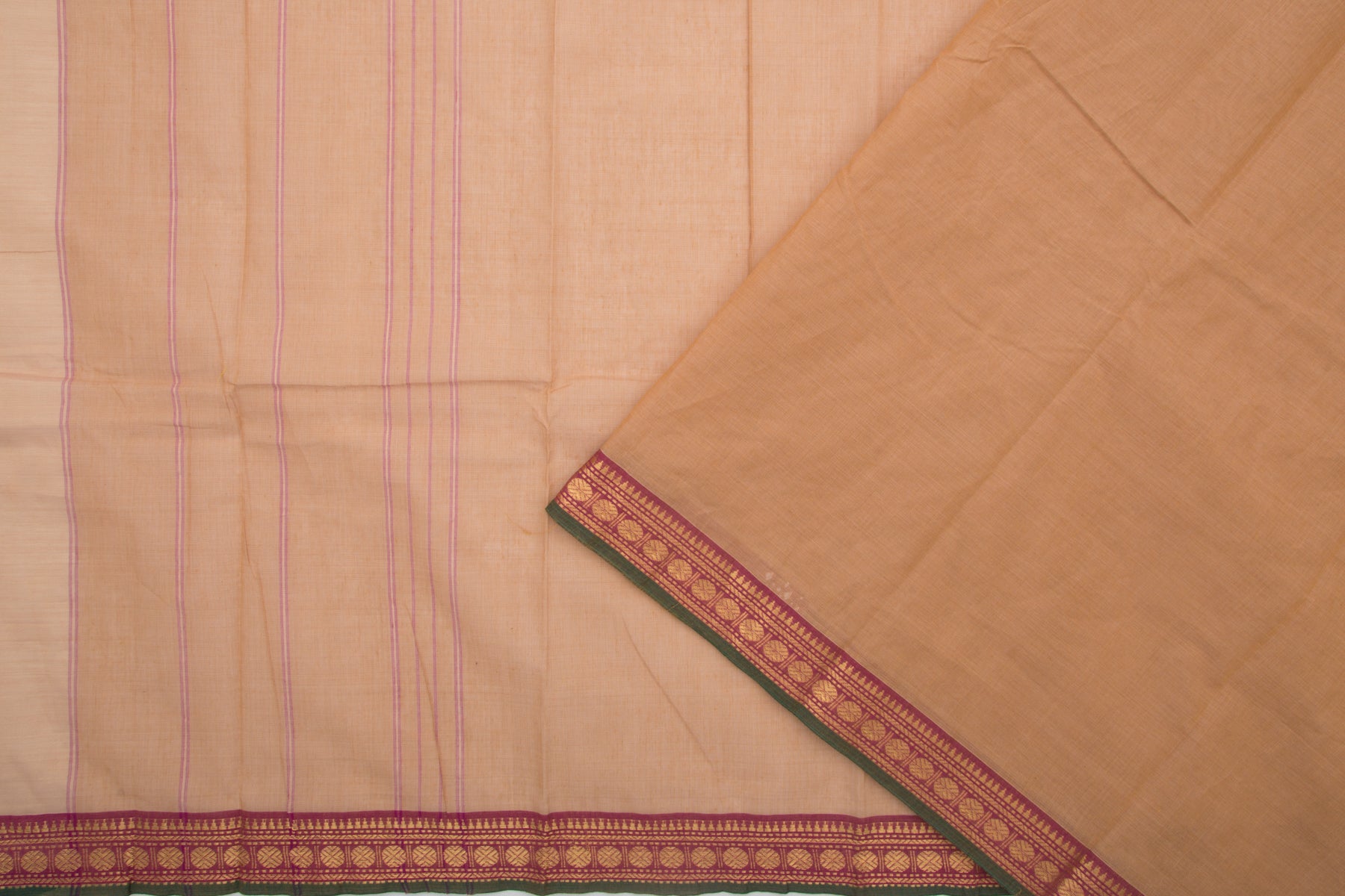 Kanchi Cotton Plain Biege Saree