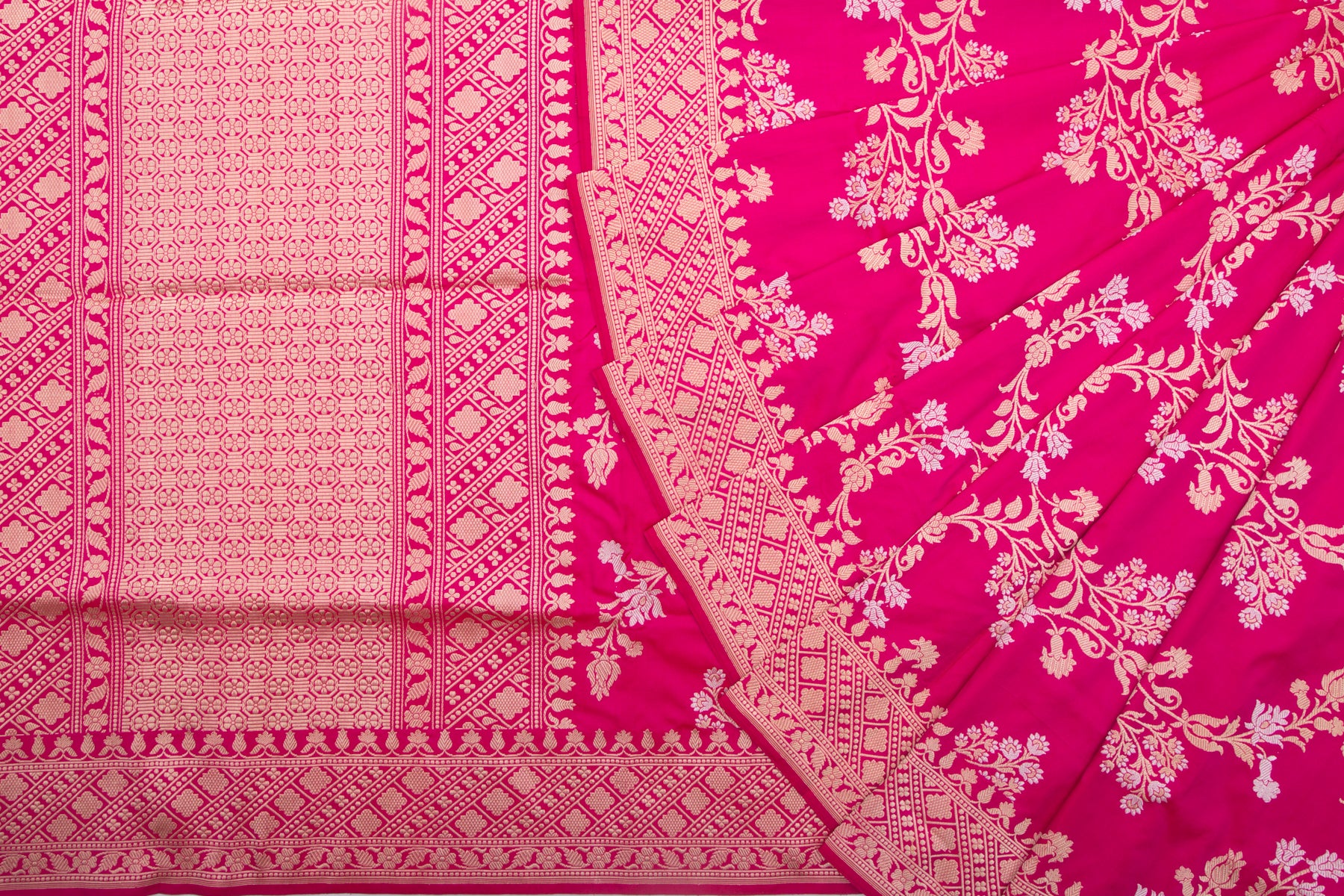 Banarasi Silk Kadwa Jaal Pink Saree