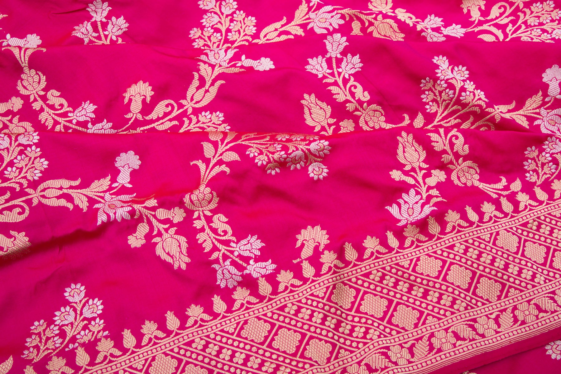 Banarasi Silk Kadwa Jaal Pink Saree