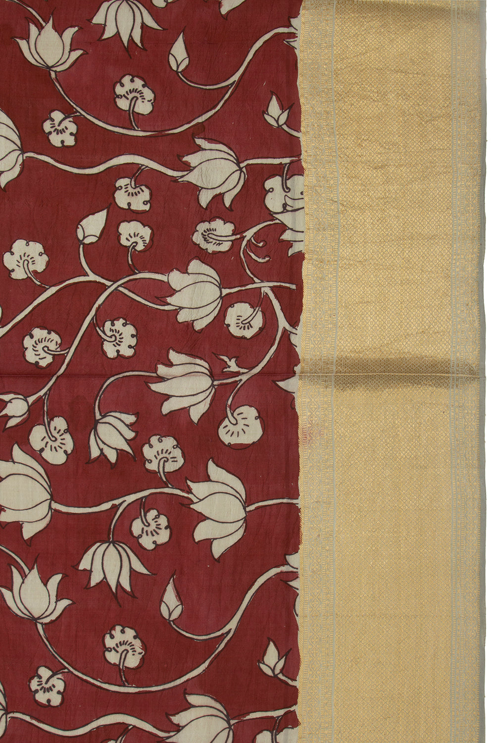 Kanchipuram Silk Kalamkari Brown Saree