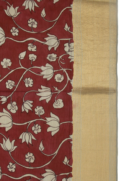 Kanchipuram Silk Kalamkari Brown Saree