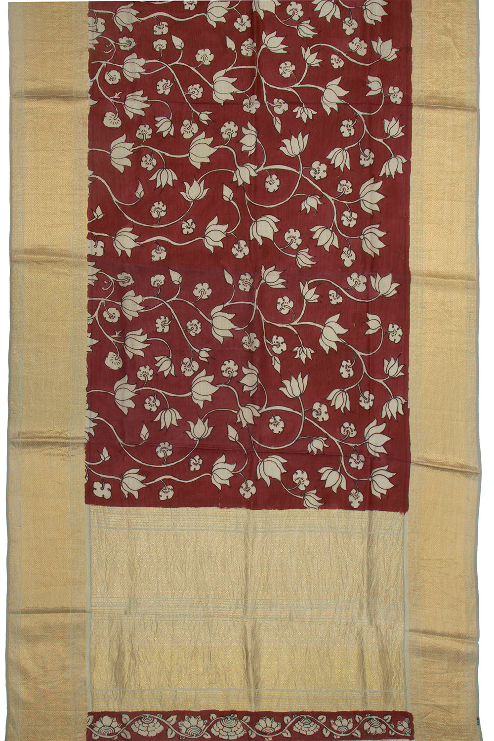 Kanchipuram Silk Kalamkari Brown Saree