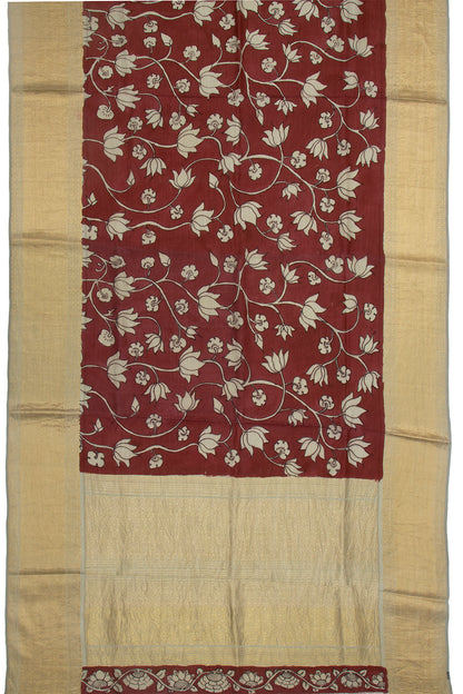 Kanchipuram Silk Kalamkari Brown Saree