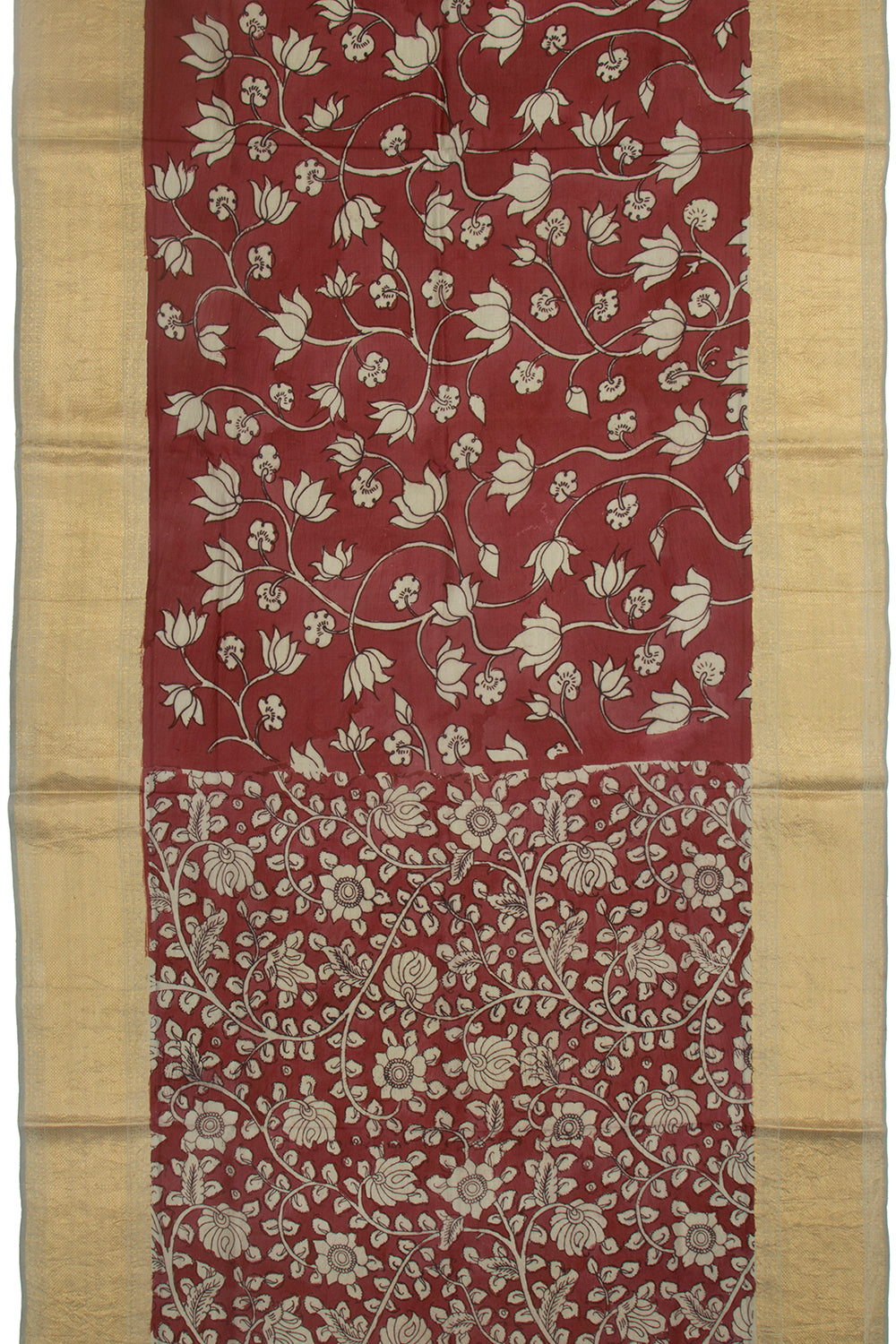 Kanchipuram Silk Kalamkari Brown Saree