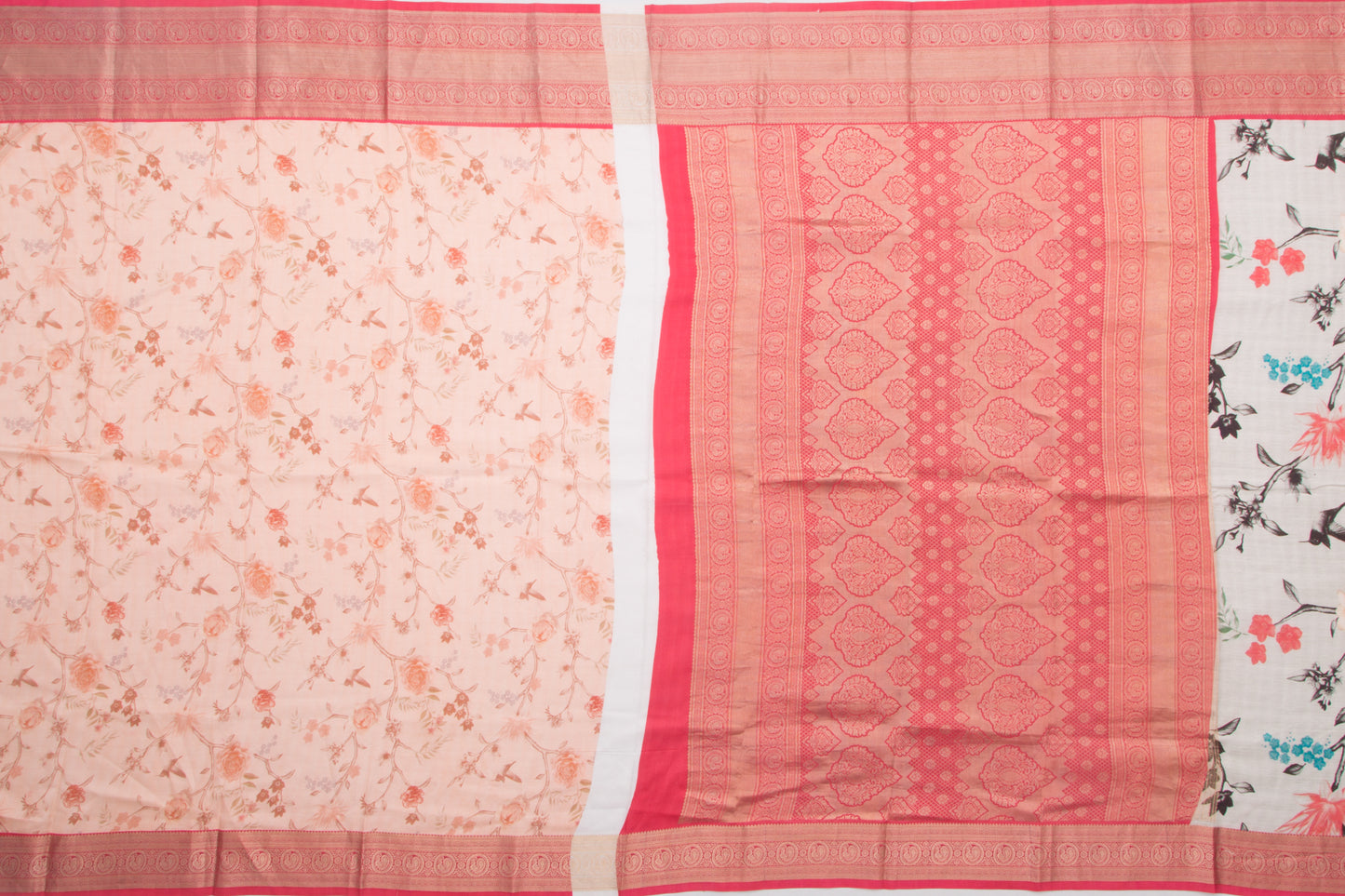 Kanchipuram Silk Floral Printed Grey Saree